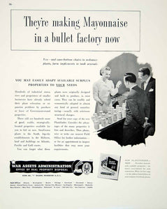 1948 Ad Post-WWII War Assets Administration Plant Factory Mayonnaise Bullet FTM3