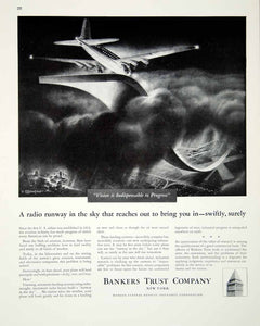 1948 Ad Bankers Trust Radio Futuristic Runway Plane Sky Night Cloudy FTM3