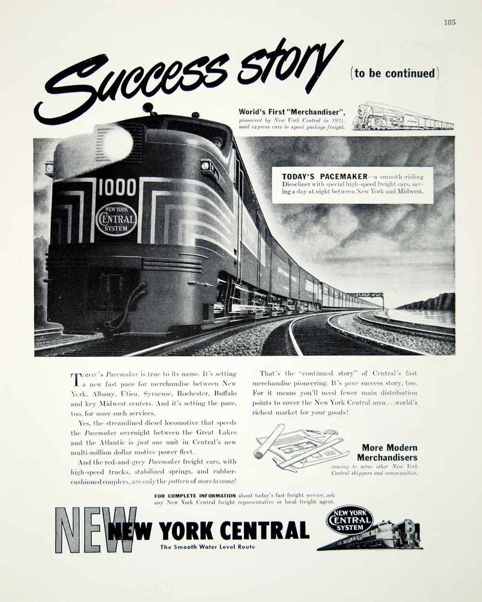 1948 Ad New York Central Railroad Train Pacemaker Railway Tracks Freig ...