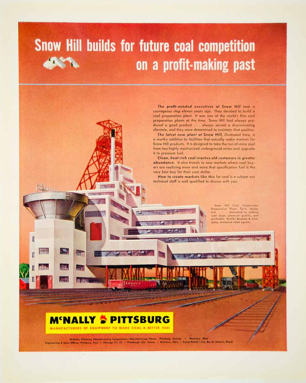 1948 Ad McNally Pittsburg Snow Hill Coal Architecture Rail Tracks Plant FTM3