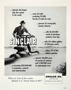 1948 Ad Sinclair Oil Gasoline Crude Pipeline Worker 630 Fifth Avenue New FTM3