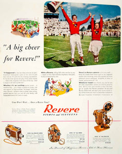 1948 Ad Revere Eights Sixteens Cheerleader Crawford Football Camera FTM3