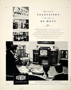 1949 Ad Television Du Mont Living Room Cathode Ray Tube CRT Vintage Teleset FTM4