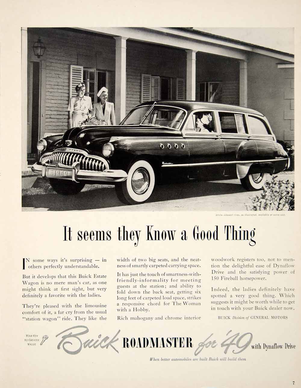 1949 Ad Buick Roadmaster Classic Automobile Car Estate Wagon Ladies FTM4