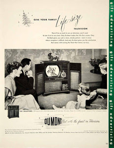 1949 Ad Du Mont Television Bradford Cathode Ray Tube Family Living Room FTM4