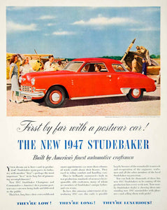 1946 Ad Studebaker Red Postwar Classic Automobile Car Champion Commander FTM4