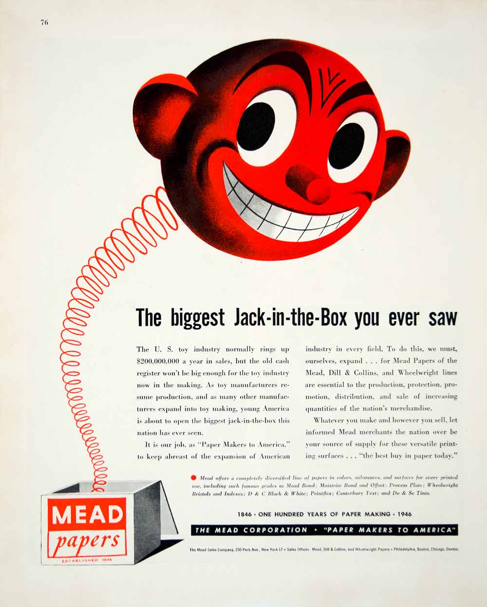 1946 Ad Mead Jack-in-the-Box Red Face Spring Dill Collins Expression FTM4