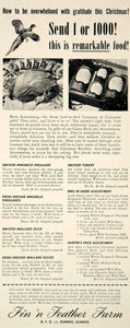 1949 Ad Fin N Feather Farm Pheasant Turkey Smoked Mallard Food Game Fowl FTM4