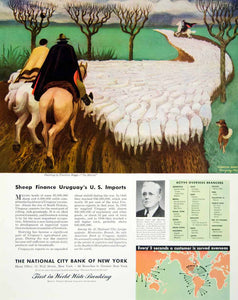 1947 Ad Sheep Uruguay Franklin Boggs national City Bank New York Quentin FTM