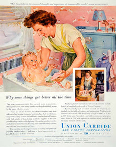 1947 Ad Bath Baby Union Carbide Carbon Mother Infant Washing Child Pyrofax FTM