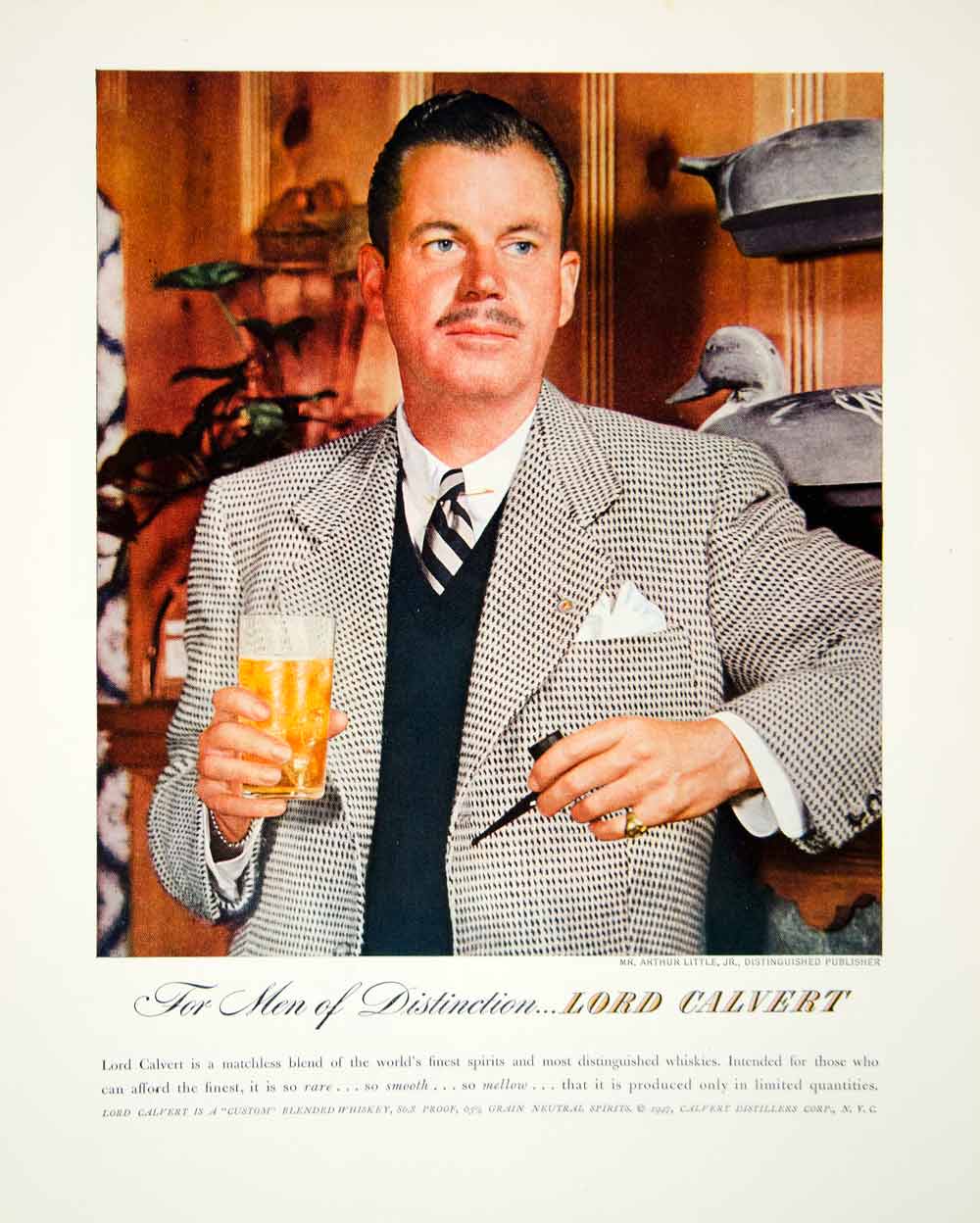 1947 Ad Lord Calvert Arthur Little Jr Blended Whisky Whiskey Sports Jacket FTM