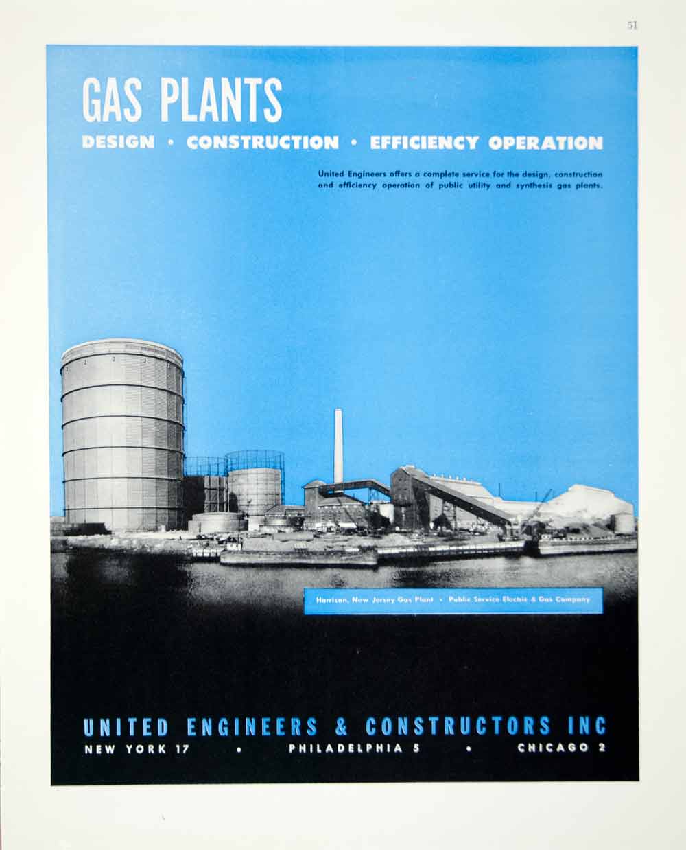 1947 Ad United Engineers Construction Design Gas Plants Building Industrial FTM