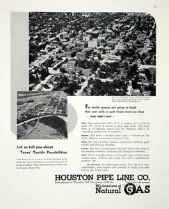 1947 Ad Houston Pipe Ling Natural Gas Texas Textile Cityscape Oil Gasoline FTM