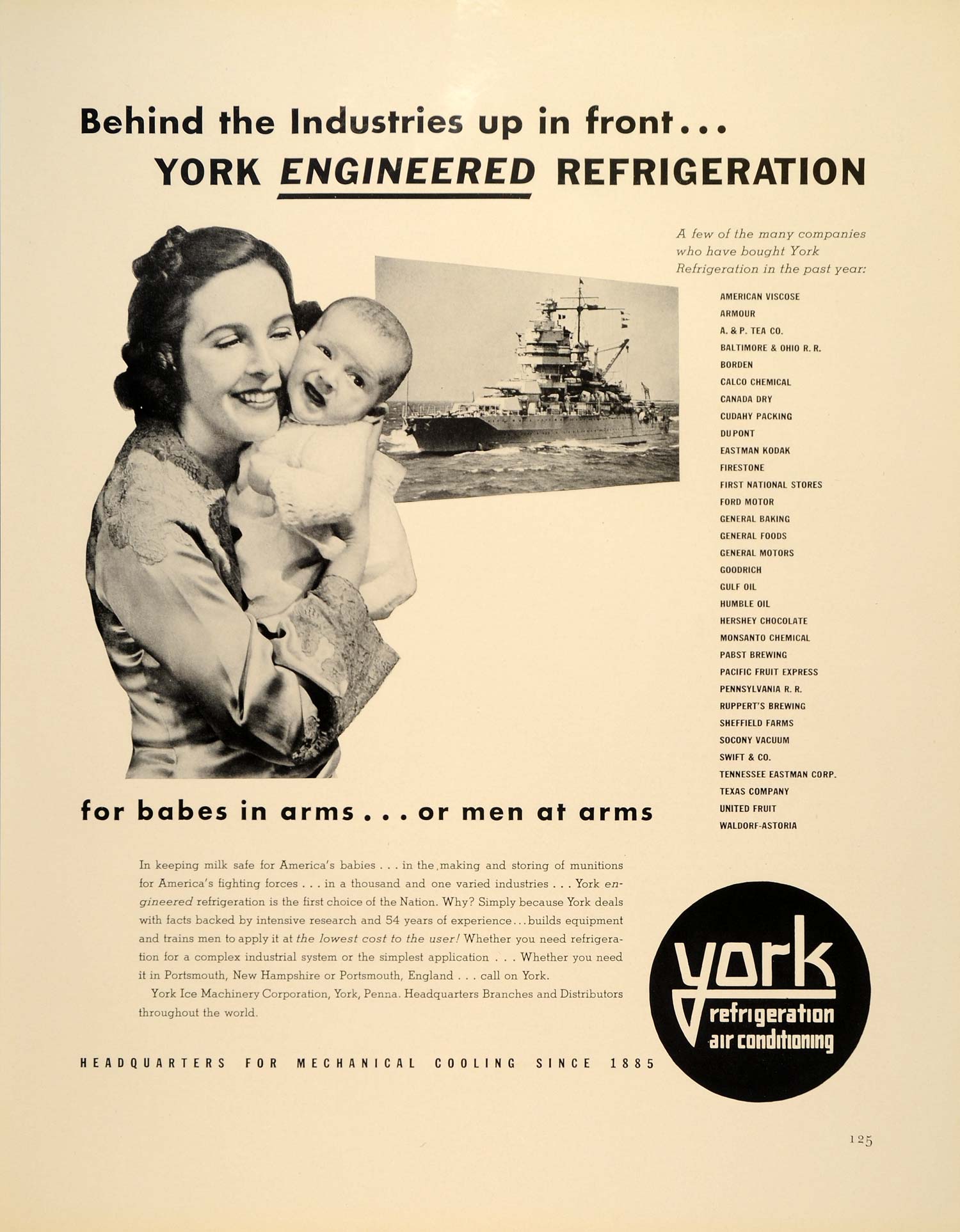 1939 Ad York Ice Machinery Air Conditioning Patriotic - ORIGINAL FTT9
