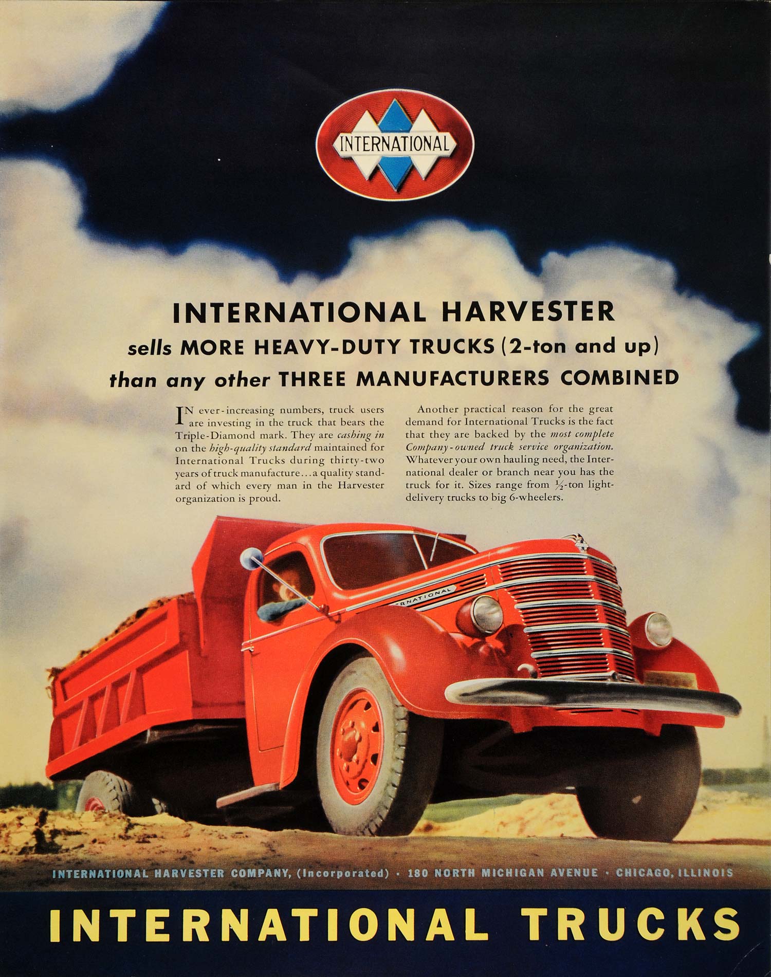 1939 Ad International Harvester Trucks Red Heavy-Duty - ORIGINAL FTT9