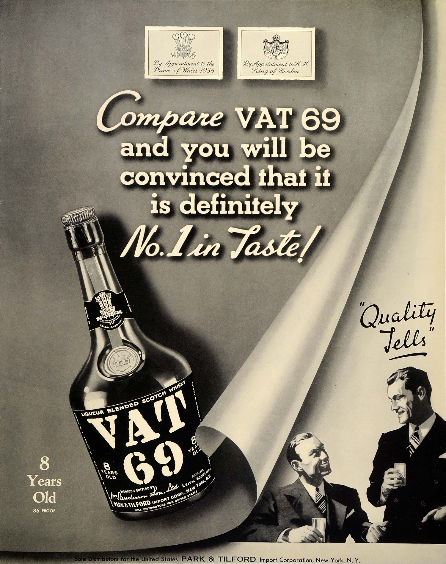 1939 Ad VAT 69 Liqueur Scotch Whisky Park & Tilford - ORIGINAL ADVERTISING FTT9