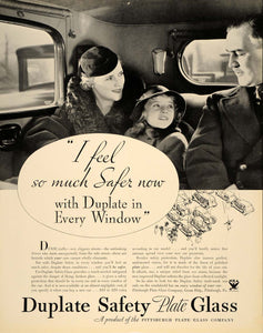 1934 Ad Duplate Safety Plate Glass Vintage Rolf Kelp - ORIGINAL ADVERTISING FTT9