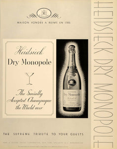 1934 Ad Heldsleck Dry Monopole Champagne Park Tilford - ORIGINAL FTT9