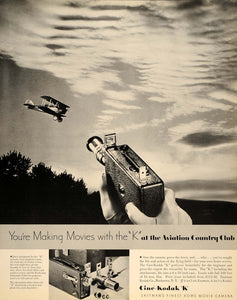 1934 Ad Eastman Cine-Kodak K Movie Camera Film Aviation - ORIGINAL FTT9