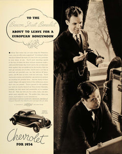 1934 Ad Vintage Chevrolet Cars Beacon Street Benedict - ORIGINAL FTT9