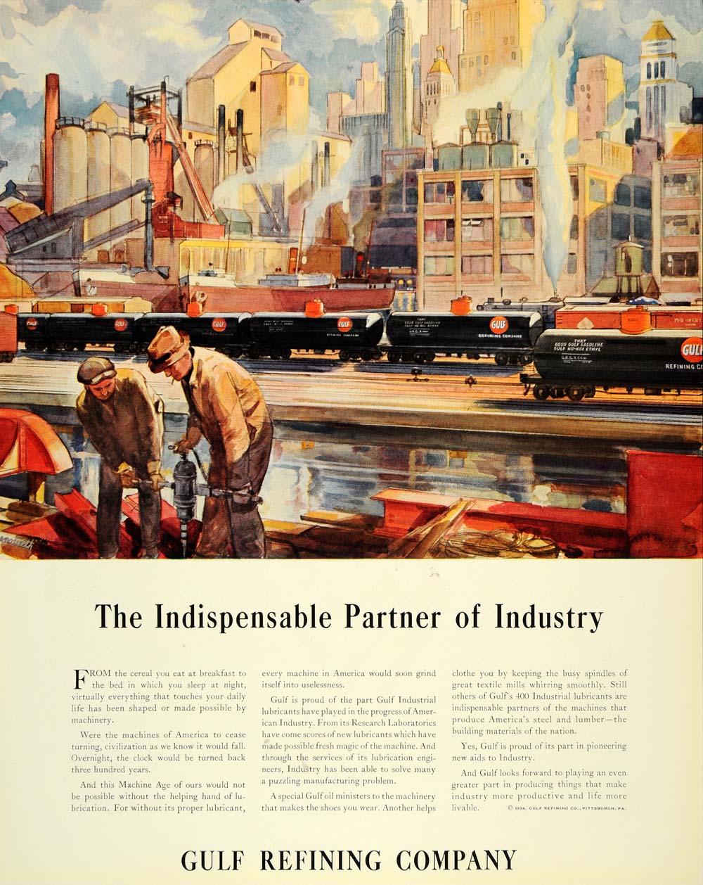 1934 Ad Gulf Refining Oil Refineries Fuel Industrial - ORIGINAL ADVERTISING FTT9