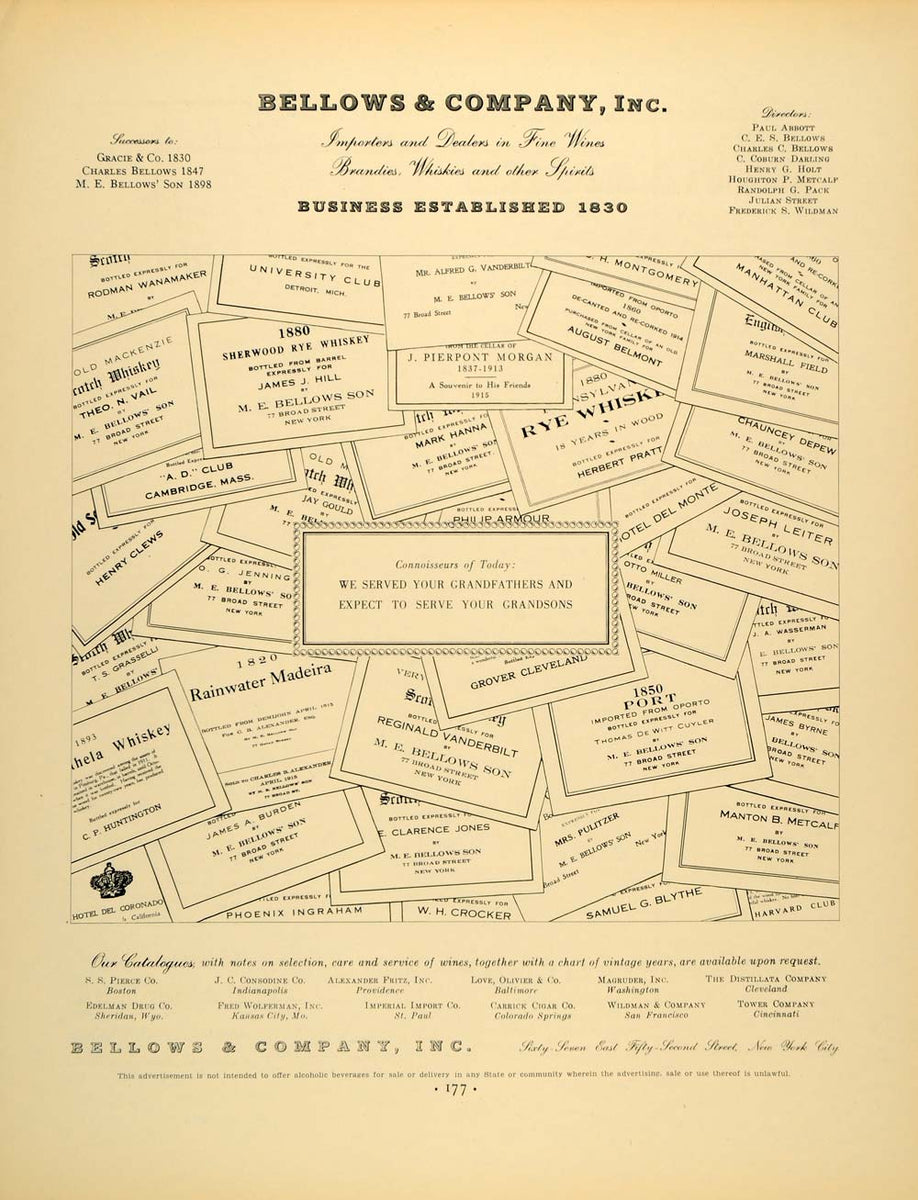 1934 Ad Bellows Rye Whiskey Wine Brandy Gracie Charlie - ORIGINAL FTT9 ...