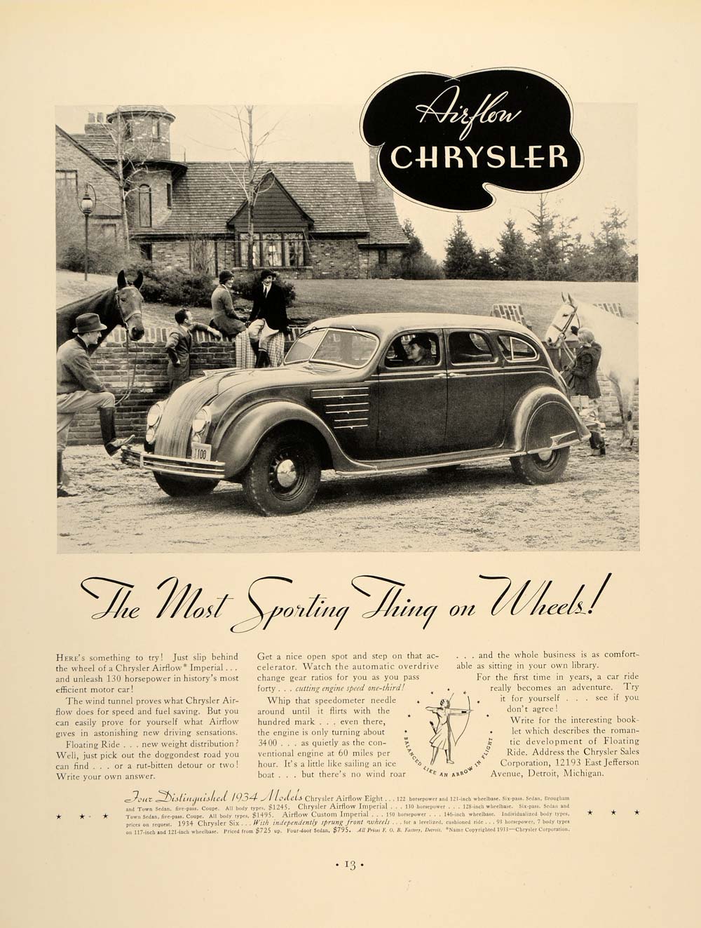1934 Ad Chrysler Airflow Vintage Automobiles MPH Cars - ORIGINAL FTT9