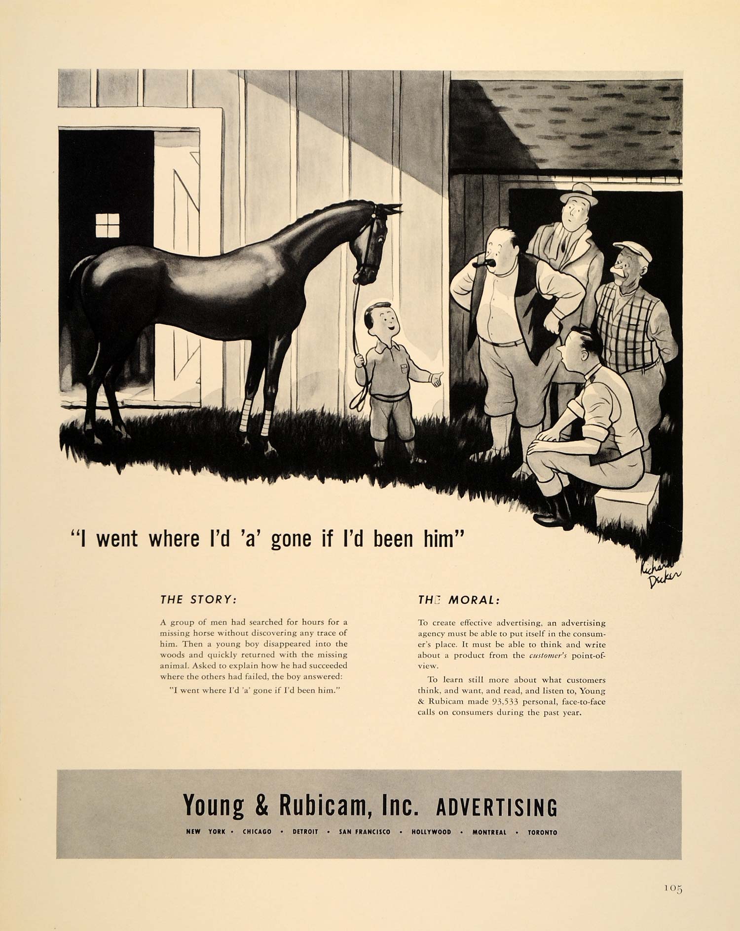 1939 Ad Young Rubicam Advertising Agency Consumer Horse - ORIGINAL FTT9
