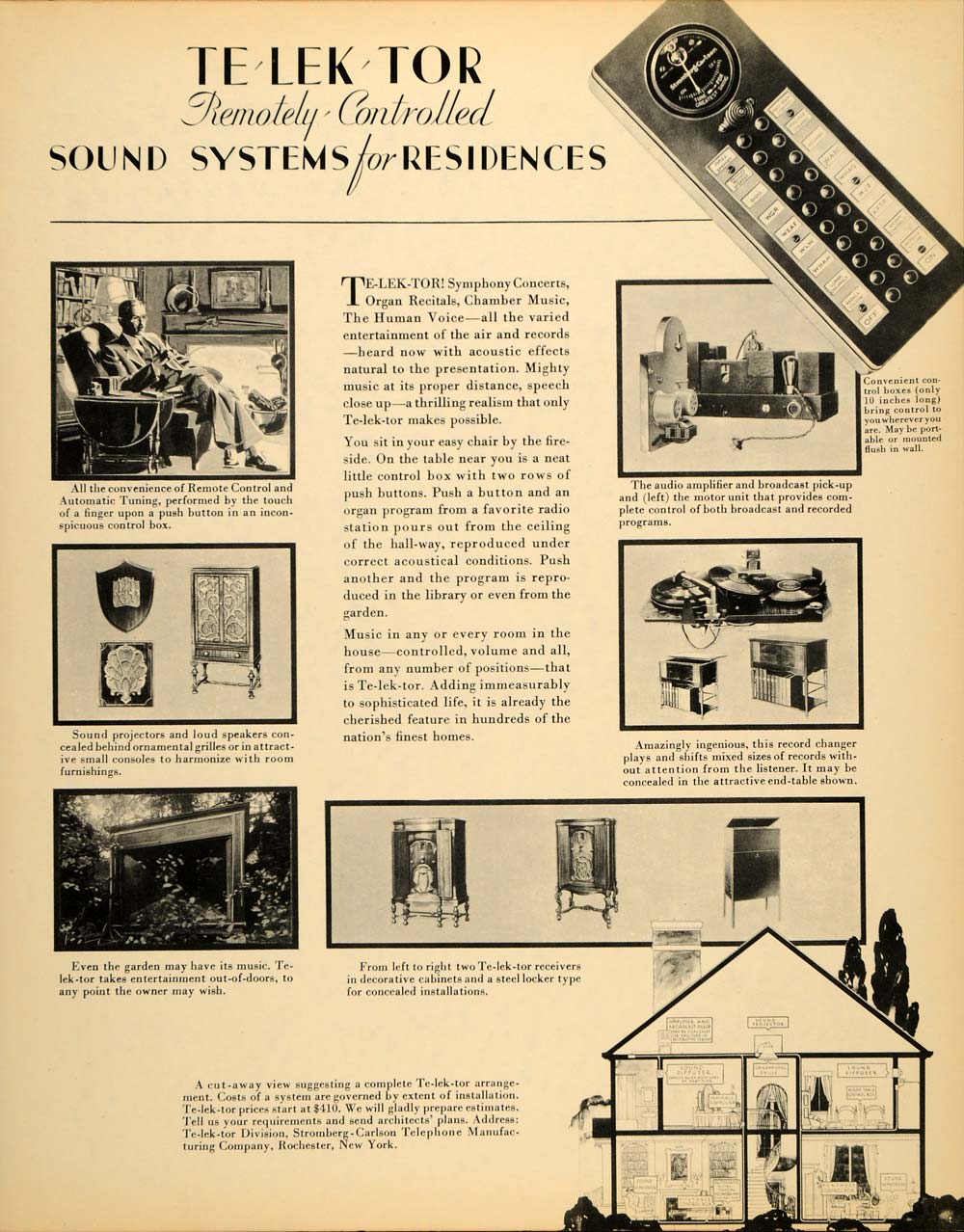 1934 Ad Telektor Remote Control Home Sound Systems - ORIGINAL ADVERTISING FTT9