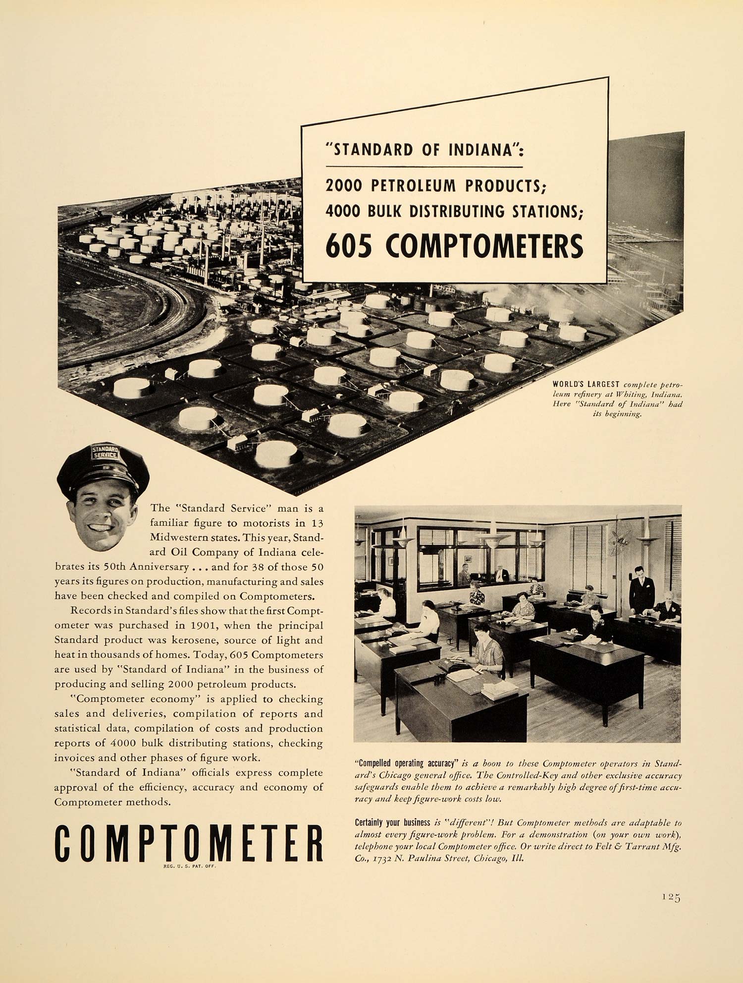 1939 Ad Comptometer Petroleum Refinery Indiana Oil Gas - ORIGINAL FTT9