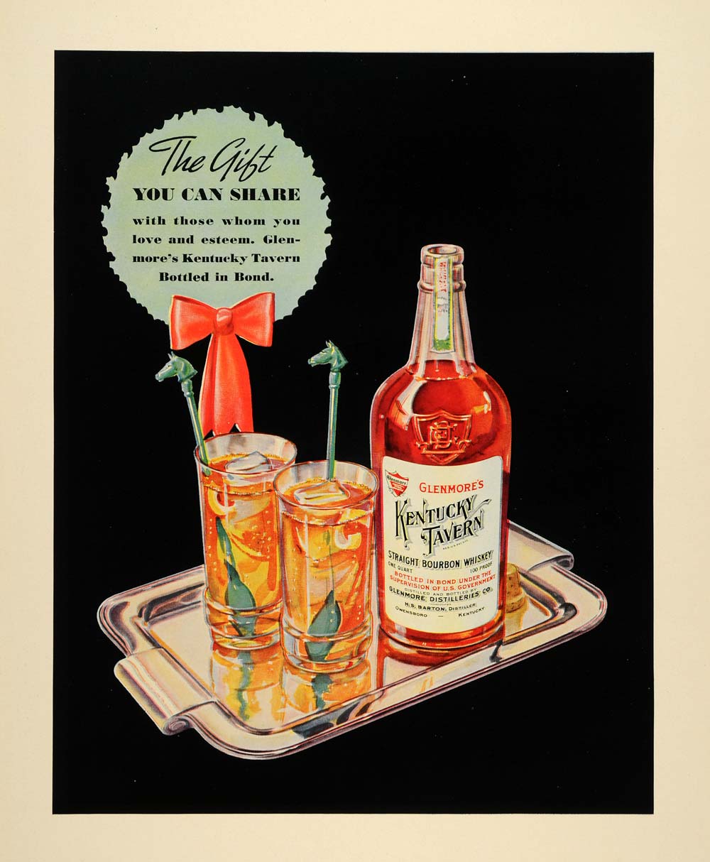 1937 Ad Glenmore Kentucky Tavern Bourbon Whiskey Distil - ORIGINAL FTT9