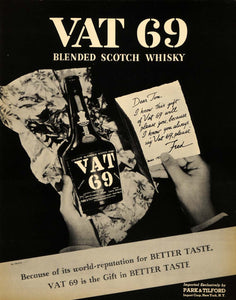 1937 Ad Park Tilford Vat 69 Scotch Whisky Sanderson - ORIGINAL ADVERTISING FTT9