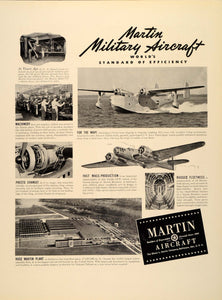 1939 Ad Martin Aircraft Planes Aviation Navy Bombers - ORIGINAL ADVERTISING FTT9