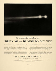 1937 Ad Seagram Whiskey Drinking Driving Alcohol Liquor - ORIGINAL FTT9