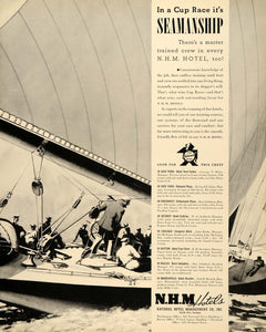 1937 Ad National Hotel Management Hostel Cup Race Sea - ORIGINAL FTT9