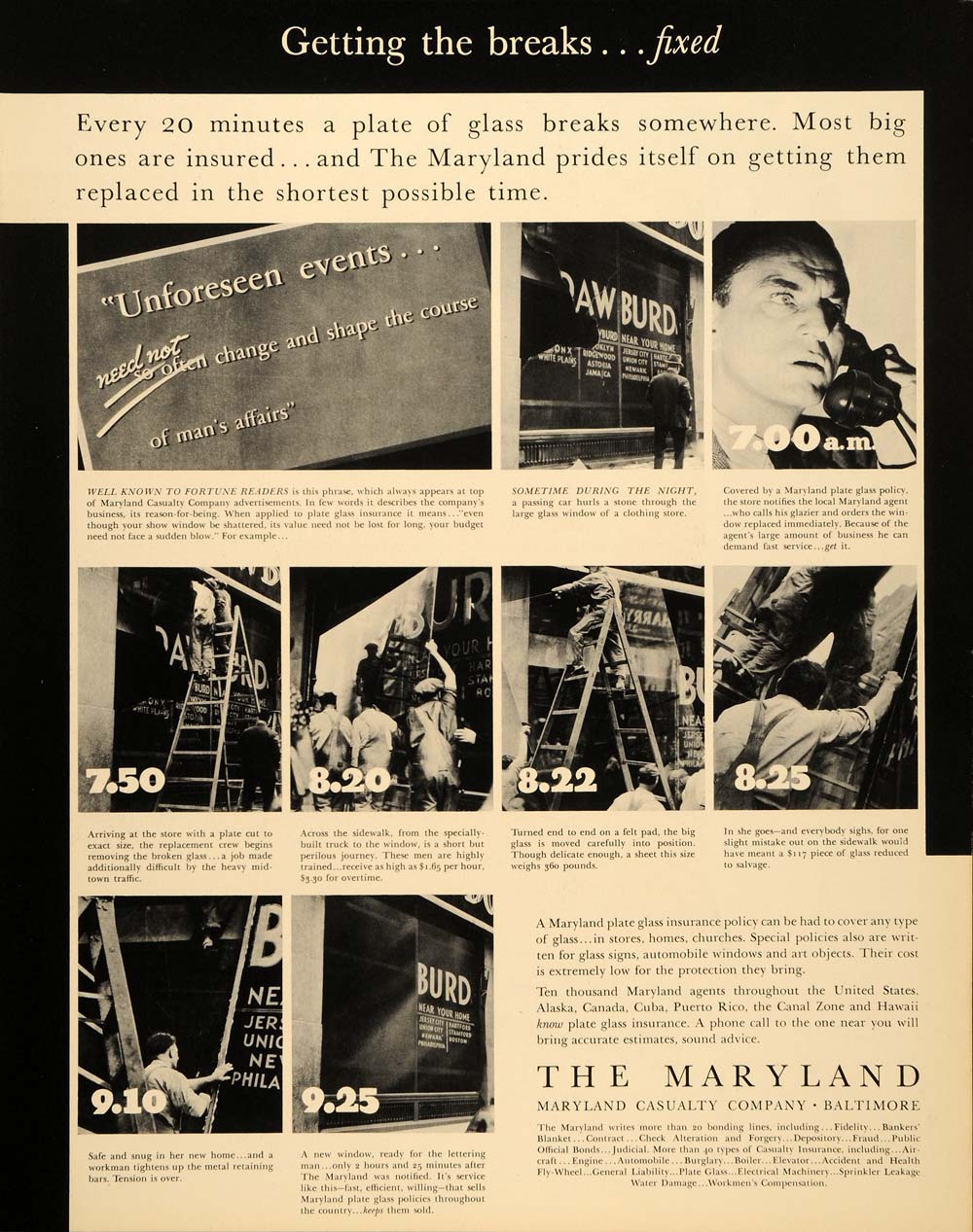 1937 Ad Maryland Casualty Company Baltimore Insurance - ORIGINAL FTT9