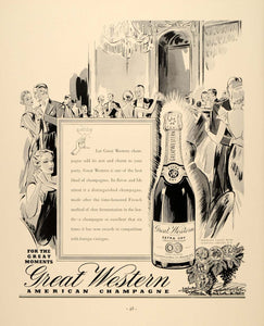 1937 Ad Great Western Champagne Bottle Antique Party - ORIGINAL ADVERTISING FTT9