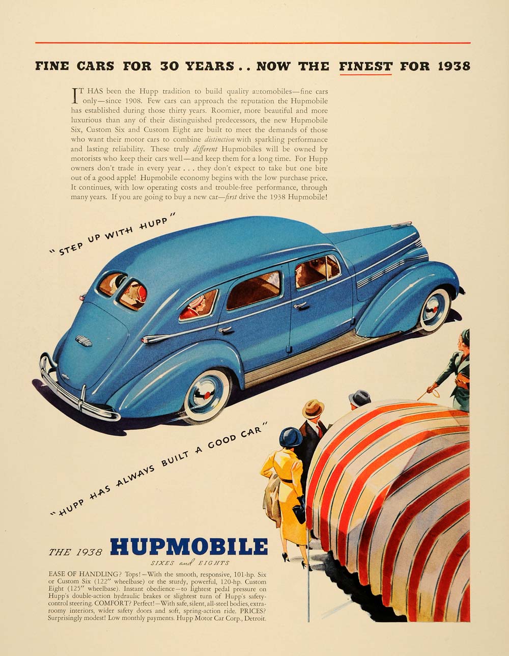 1937 Ad Hupmobile Automobile Vintage Antique Car Motor - ORIGINAL FTT9