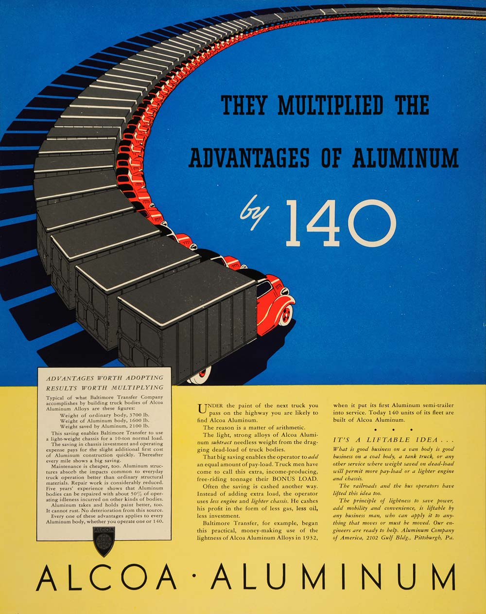 1937 Ad Alcoa Aluminum Delivery Trucks Baltimore Alloy - ORIGINAL FTT9