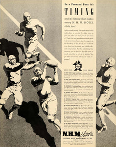1937 Ad Football N.H.M Hotel National Management - ORIGINAL ADVERTISING FTT9