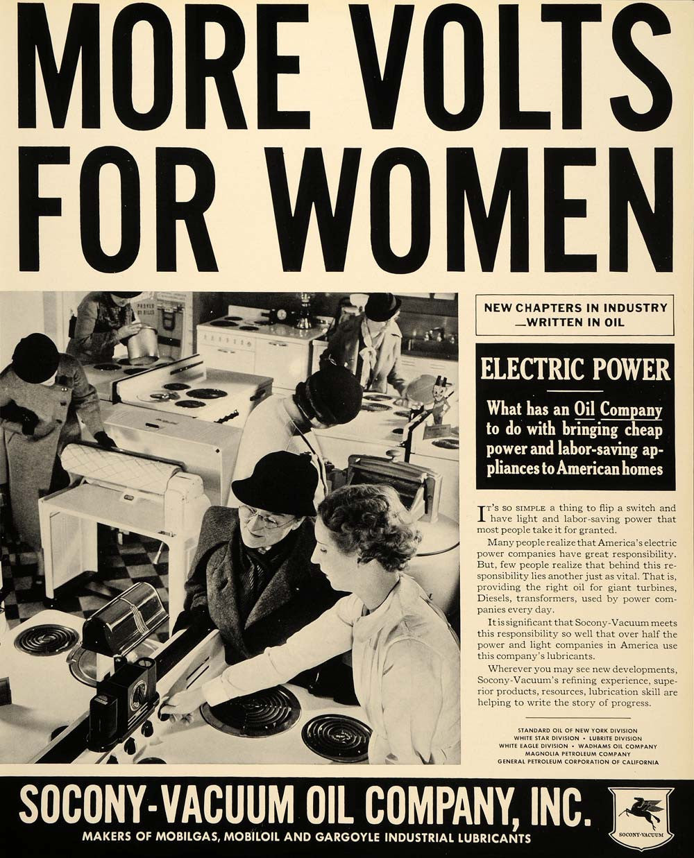 1937 Ad Socony Vacuum Oil Mobil Gas Electric Appliance - ORIGINAL FTT9 - Period Paper
