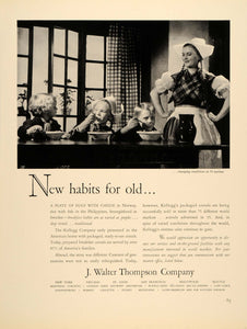 1939 Ad Breakfast Habits World Kellogs Dutch Cereal Eat - ORIGINAL FTT9