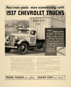 1937 Ad 1937 Chevrolet Trucks Intercity Lubricant Motor - ORIGINAL FTT9