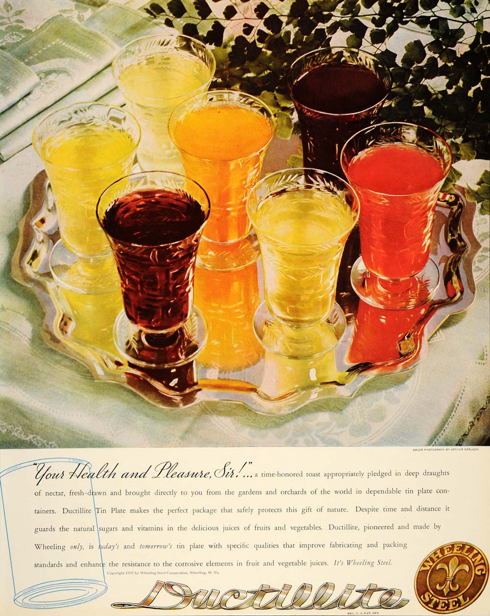 1937 Ad Ductillite Wheeling Steel Nectar Tin Plate - ORIGINAL ADVERTISING FTT9