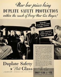 1934 Ad Duplate Safety Plate Glass Automobile Winshield - ORIGINAL FTT9