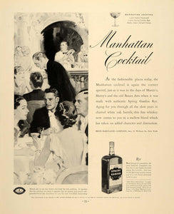 1934 Ad Vintage Spring Garden Rye Whiskey Manhattan - ORIGINAL ADVERTISING FTT9
