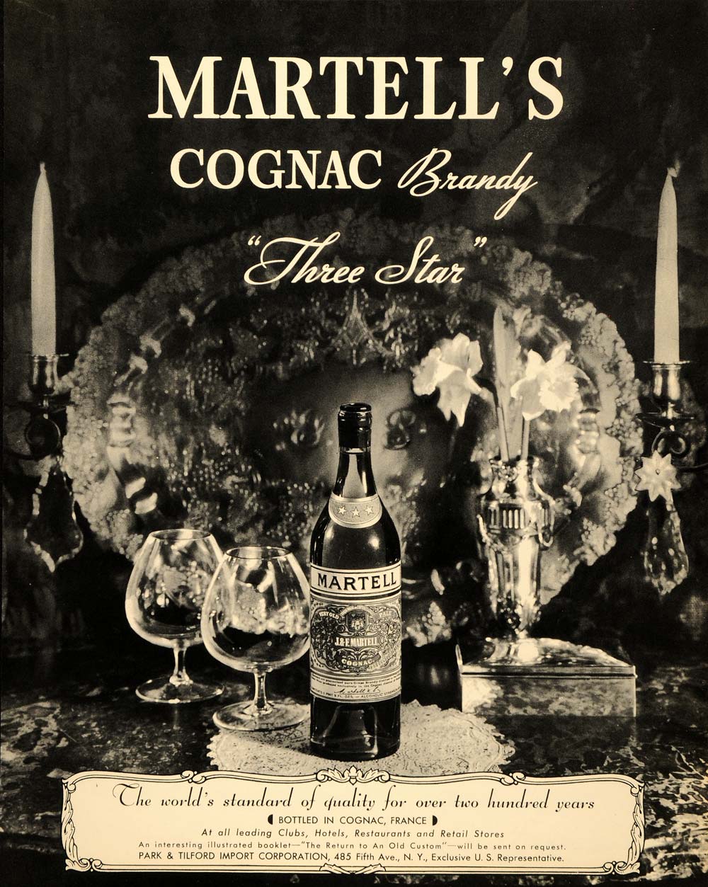 1934 Ad Martell's Cognac Brandy 3 Star Park Tilford - ORIGINAL