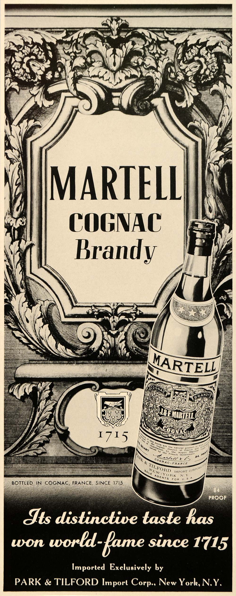 1937 Ad Martell Cognac Brandy Park Tilford Liquor - ORIGINAL ADVERTISING FTT9