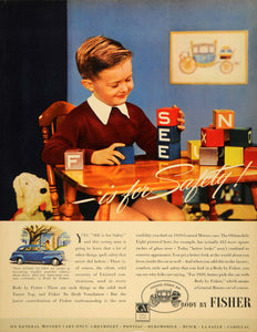 1939 Ad Safety Blocks Boy Nursery Fischer Oldsmobile GM - ORIGINAL FTT9