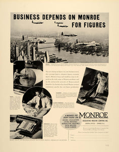 1939 Ad Monroe Business Aviation Vacuuming Calculators - ORIGINAL FTT9
